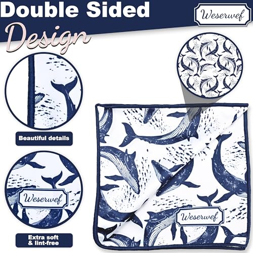 WESERWEF Design Microfiber Glasses Cleaning Cloth – Premium Cleaning Cloth for Eyeglasses, Screens, Tablets, Cameras & Lenses, 12" x 12", Ultra-Soft & Scratch-Free (Whales) - color: whales