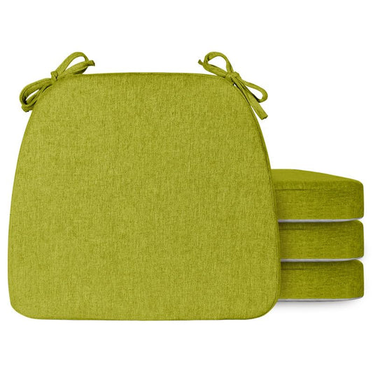 Chair Cushions Set of 4, D-Shaped Seat Cushion for Chair, Non Slip Chair Pads with Ties, 17" x 16" x 2", 40D Foam, Removable Washable Cover, Seat Cushions for Kitchen Chairs, Fluorescent Green - color: Fluorescent Green, size: 4 Pack