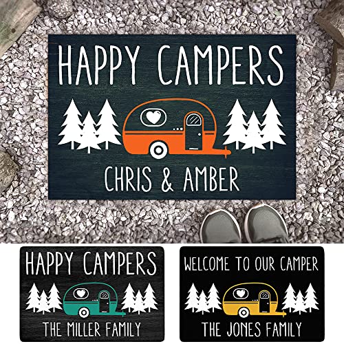 Personalized Welcome to Our Camper Doormat - Custom Family Name and Rv Camping Door Mat, Accessories for Inside Outside, Campsite Decor Travel Trailers, Decorative Gift Motorhome Rugs, 16 x 24 Inch - color: Style 8