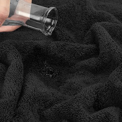 Cotton Paradise 100% Cotton Turkish Towel Set, Soft Absorbent Quick Dry, 6 Piece Towel Set, Coal Black - color: Coal Black