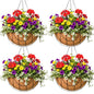 14 inch Metal Hanging Baskets For Plants Outdoor 4 Pack Round Metal Wire Hanging Basket Planter with Coco Fiber Liners Plant Holder for Garden, Patio, Deck, Porch Plants Flower Potss Outdoor(Grid) - size: 14 Inch, style: Grid