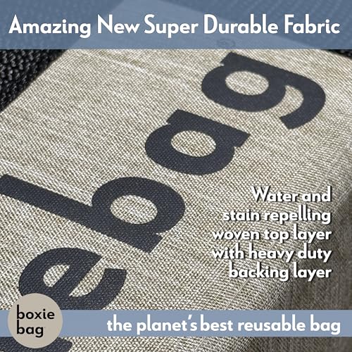 Boxiebag Reusable Grocery Bag (Single) – Durable Reusable Shopping Bag Box. Insulate, Stand Up, Stay Open, Fold Flat – Large Tote Bag with Long Handles & Reinforced Bottom.
