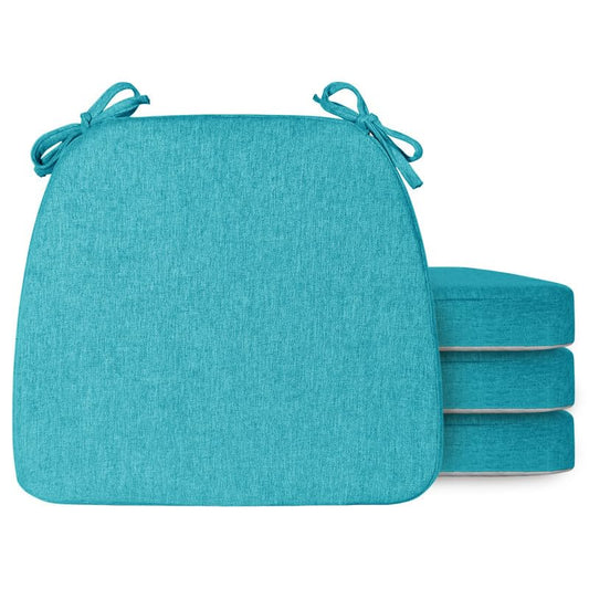 Chair Cushions Set of 4, D-Shaped Seat Cushion for Chair, Non Slip Chair Pads with Ties, 17" x 16" x 2", 40D Foam, Removable Washable Cover, Seat Cushions for Kitchen Chairs, Lake Blue - color: Lake Blue, size: 4 Pack