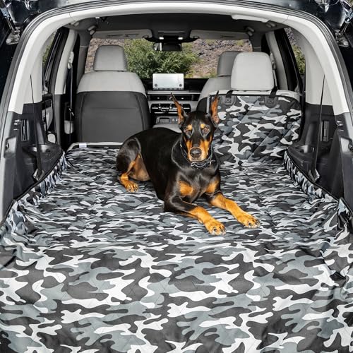 4Knines Split Cargo Liner for SUV – for Dogs & Pets, Heavy-Duty, Waterproof Trunk Mat & Cargo Cover – Fits 60/40 Split Bench & Armrest Pass-Through – Machine Washable, Non-Slip, Durable (Small, Camo) - color: Camo, size: Small