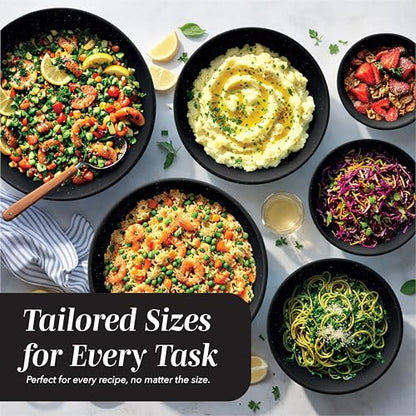 COOK WITH COLOR Mixing Bowls with TPR Lids - 12 Piece Plastic Nesting Bowls Set includes 6 Prep Bowls and 6 Lids, Microwave Safe (Speckled Black) - color: Speckled Black TPR Lids