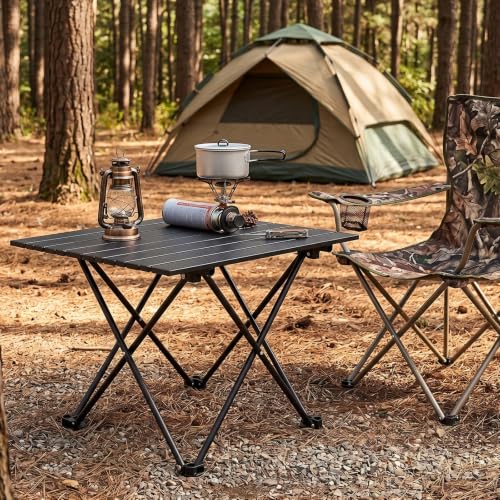 REDCAMP Portable Camping Table, Ultralight Roll Up Folding Table | 27x19’’ Beach Tbale with Storage Bag for Outdoor, Picnic, Sports, Party, Cooking, Camping, Black - size: 28"D x 19"W x 15"H
