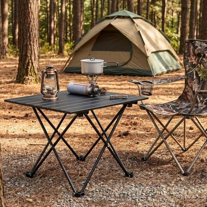 REDCAMP Portable Camping Table, Ultralight Roll Up Folding Table | 27x19’’ Beach Tbale with Storage Bag for Outdoor, Picnic, Sports, Party, Cooking, Camping, Black - size: 28"D x 19"W x 15"H