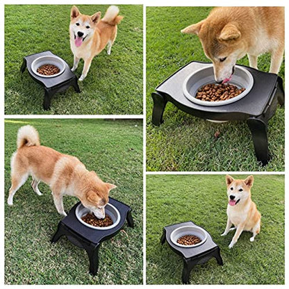Tuff Pupper Elevated Dog Bowl - Single Raised Collapsible Travel Bowl Holds 80oz/12cups Food/Water
