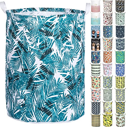 Merdes 19.7’’ Waterproof Foldable Laundry Hamper, Dirty Clothes Laundry Basket, Linen Bin Storage Organizer for Toy Collection (Plam Leaf) - color: Plam Leaf