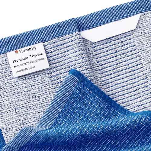 Homaxy Premium Kitchen Towels(18”x 28”, 8 Pack), Large Cotton Kitchen Hand Towels, Flat and Terry Dish Towels, 380 GSM Highly Absorbent Tea Towel Set with Hanging Loop, Blueberry - color: Blueberry, style: 8-pack
