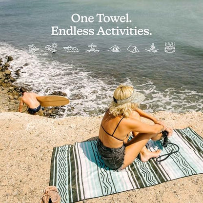 Nomadix Original Towel - Perfect for Beach, Pool, Travel, Camping, Yoga - Made with Recycled Materials - Super Absorbent - Sand Resistant - Baja Aqua - 72.5x30 - color: Baja Aqua