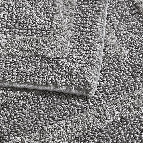 Eddie Bauer - Bathroom Rug, 100% Soft Plush Tufted Cotton Bath Rug, Highly Absorbent, Quick-Dry, and Skid-Resistant Backing (Logan Chrome Grey, 24" x 40") - color: Chrome Grey, style: 24" x 40"
