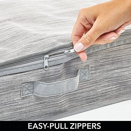 mDesign Long Gift Wrapping Organizer with Handles - Wrapping Paper Holder for Christmas and Holiday Giftwrap - Zipper Closure Storage Bag Container - Taupe/Tan