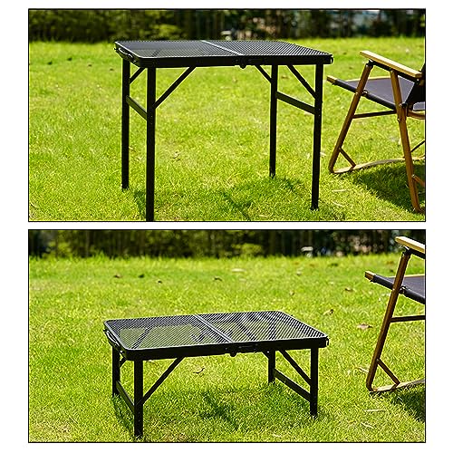 Portable Small Folding Table, Metal Camping Grill Table for BBQ, Picnic & Patio, Lightweight Foldable Outdoor Side Table, 23” x 15” - size: 2ft