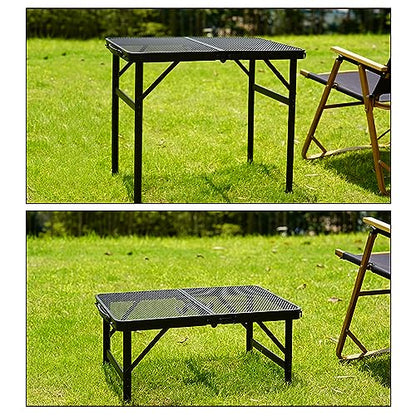 Portable Small Folding Table, Metal Camping Grill Table for BBQ, Picnic & Patio, Lightweight Foldable Outdoor Side Table, 23” x 15” - size: 2ft