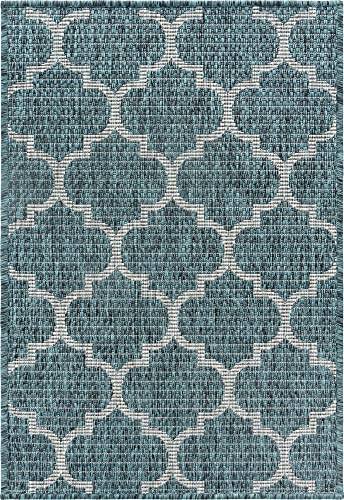 Unique Loom Outdoor Trellis Collection Area Rug (2' 2" x 3' 1" Rectangle, Teal/ Gray) - color: Teal/Gray, size: 2'2" x 3'1" (Rectangular)