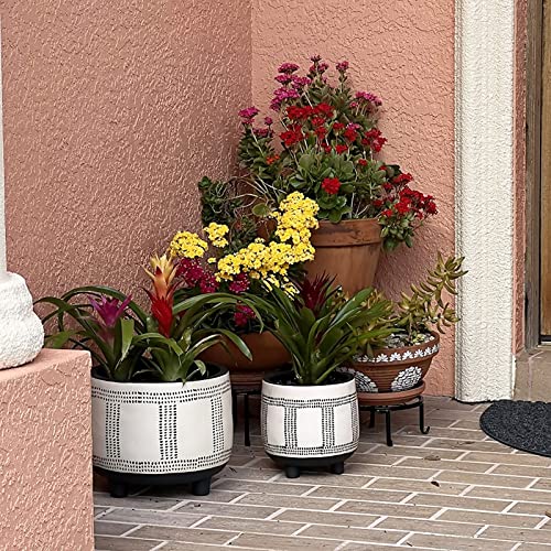 4 Pack Black Metal Potted Plant Stand for Indoor and Outdoor Plants 9.1 inches Heavy Duty Flower Pot Planter Holder, Metal Rustproof Iron Garden Container Round Supports Rack for Planter Pumpkin Stand