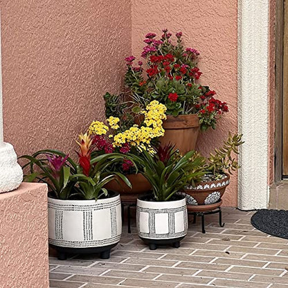 4 Pack Black Metal Potted Plant Stand for Indoor and Outdoor Plants 9.1 inches Heavy Duty Flower Pot Planter Holder, Metal Rustproof Iron Garden Container Round Supports Rack for Planter Pumpkin Stand
