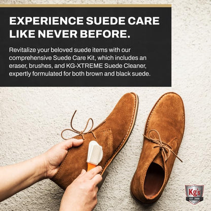 Kg's Premium Shoe Care Kit – Includes Cleaner, Suede Kit, Black & Brown Polish, Brushes, Applicators & Cloths for All Shoes - style: Suede Shoe Cleaning Kit