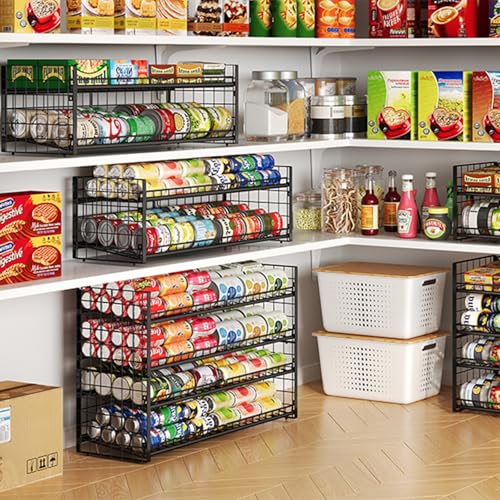 Sbanmao Extra-Long 2-Tier Stackable Can Organizer for Pantry, Sturdy Can Holder for Canned Soup Food Goods Storage up to 64 Cans, Black - style: Long(30'' W)-1 Pack
