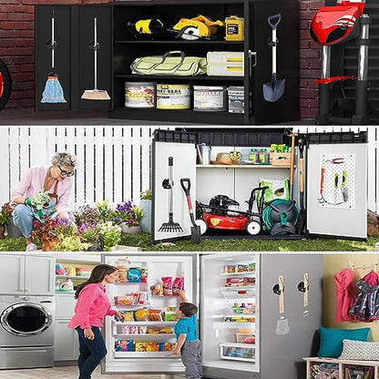 ULIBERMAGNET Magnetic Mop Broom Holder,Heavy Duty Movable Magnetic Broom Holder Rack,Anti-slip Wall Mounted Utility Storage Mop Shovel Gripper Hanger for Garage, Kitchen, Laundry, Garden(2 Pack/Black) - style: 12LB 2PCS Magnetic Mop Holder