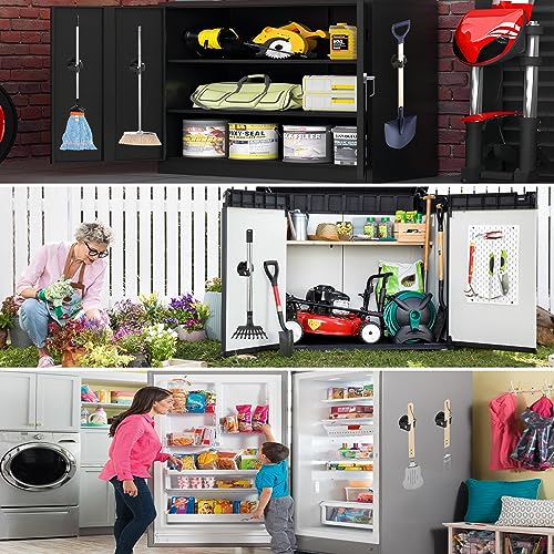 ULIBERMAGNET Magnetic Mop Broom Holder,Heavy Duty Movable Magnetic Broom Holder Rack,Anti-slip Wall Mounted Utility Storage Mop Shovel Hanger for Garage, Kitchen, Laundry, Garden(8 Pack/Black) - style: 12LB 8PCS Magnetic Mop Holder