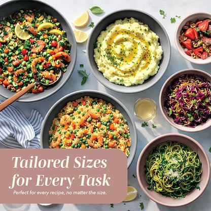 COOK WITH COLOR Mixing Bowls with TPR Lids - 12 Piece Plastic Nesting Bowls Set includes 6 Prep Bowls and 6 Lids, Microwave Safe Mixing Bowl Set (Pink Ombre) - color: Pink Ombre TPR Lids