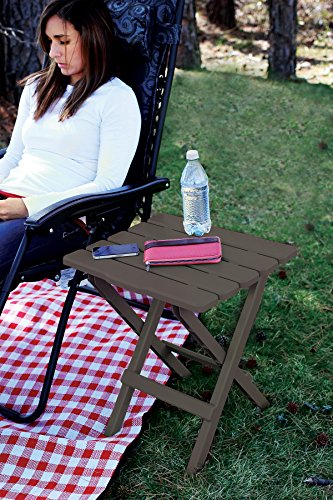Camco 51886 Mocha Large Adirondack Portable Outdoor Folding Side Table, Perfect for The Beach, Camping, Picnics, Cookouts & More, Weatherproof & Rust Resistant