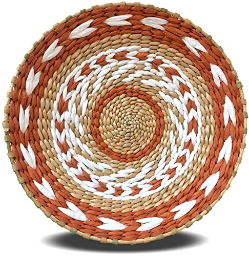 Woven Wall Basket Decor -Woven Bowls Trays Hanging Baskets Indoor Bowls For Home Wall Art.Rustic Durable Structured Boho Decorations. Different Combined Solo Gift Products - color: Orange Solo
