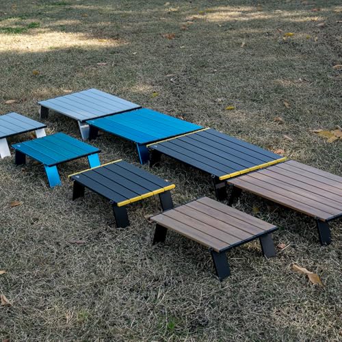 iClimb Ultralight Compact Mini Beach Picnic Folding Alu. Table with Carry Bag, Two Size (Blue - L) - color: Blue, size: Large