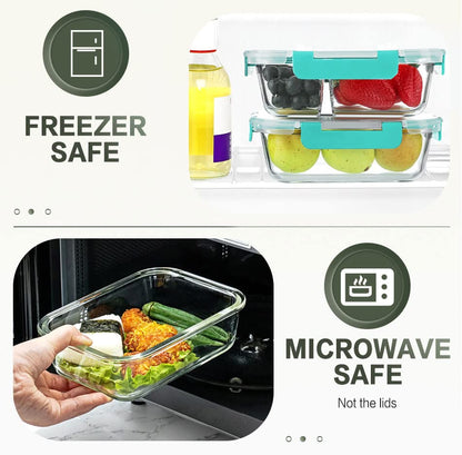 KOMUEE 10 Packs 30 oz Glass Meal Prep Containers,Glass Food Storage Containers with Lids,Airtight Lunch Bento Boxes, Microwave, Oven, Freezer and Dishwasher,Green - color: Green