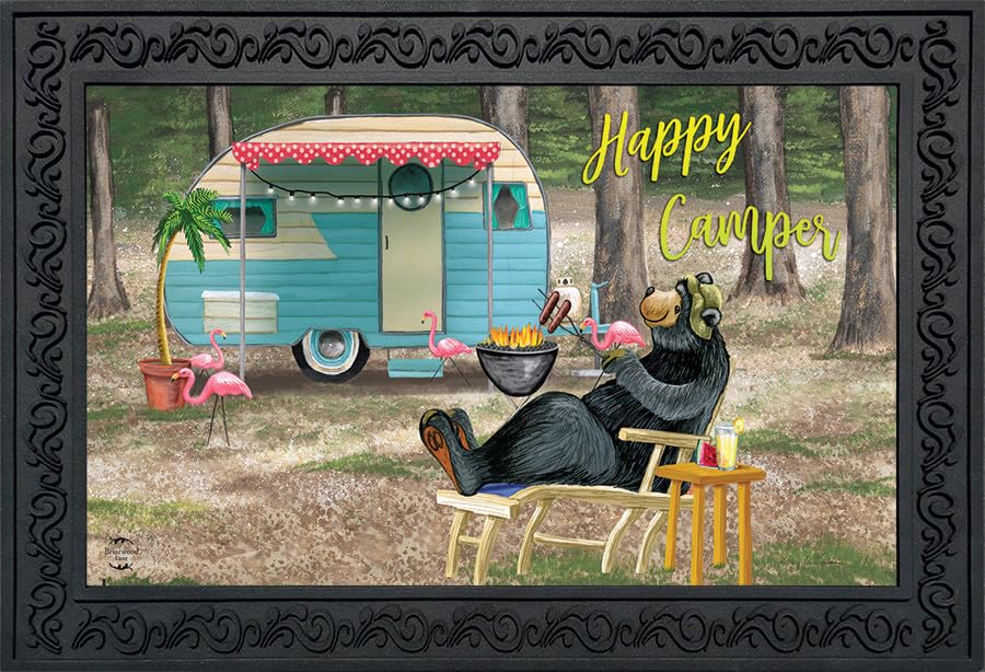 Briarwood Lane Happy Camper Bear Summer Doormat - color: Happy Camper