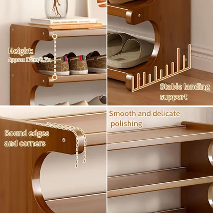 5/6 Layer Wood Grain Shoe Rack Free Standing Space Saving Multi Layer Storage Organizer Easy Assemble Self Supporting Shoe Storage Shelf for Closet Bedroom Entryway - size: 5th floor