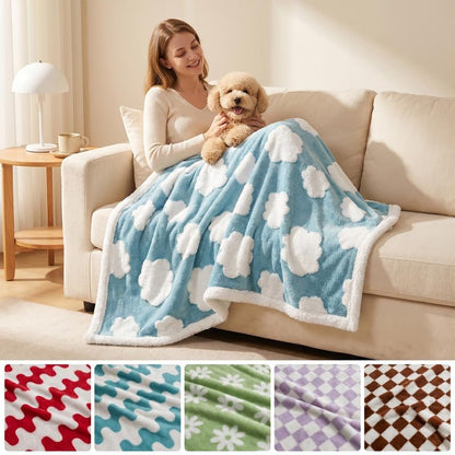 Waterproof Pet Blanket,Dog Bed Covers Small Throw for Puppy Cats Stylish Jacquard Pets Couch Sofa Furniture Protection Washable Reversible Covers (Blue Cloud,XS) - color: Blue Cloud, size: XS-50*70cm(20*28in)