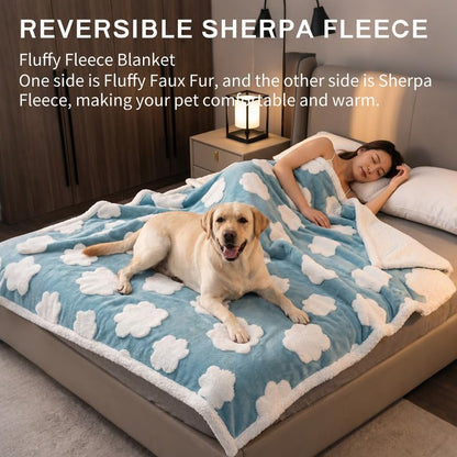 Waterproof Pet Blanket,Dog Bed Covers Small Throw for Puppy Cats Stylish Jacquard Pets Couch Sofa Furniture Protection Washable Reversible Covers (Blue Cloud,XS) - color: Blue Cloud, size: XS-50*70cm(20*28in)