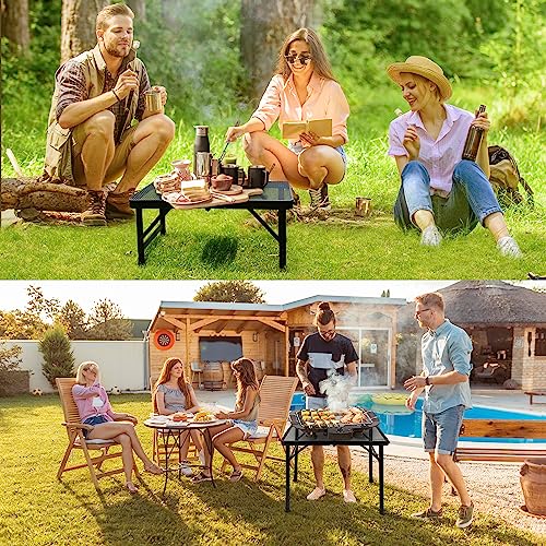 Portable Small Folding Table, Metal Camping Grill Table for BBQ, Picnic & Patio, Lightweight Foldable Outdoor Side Table, 23” x 15” - size: 2ft