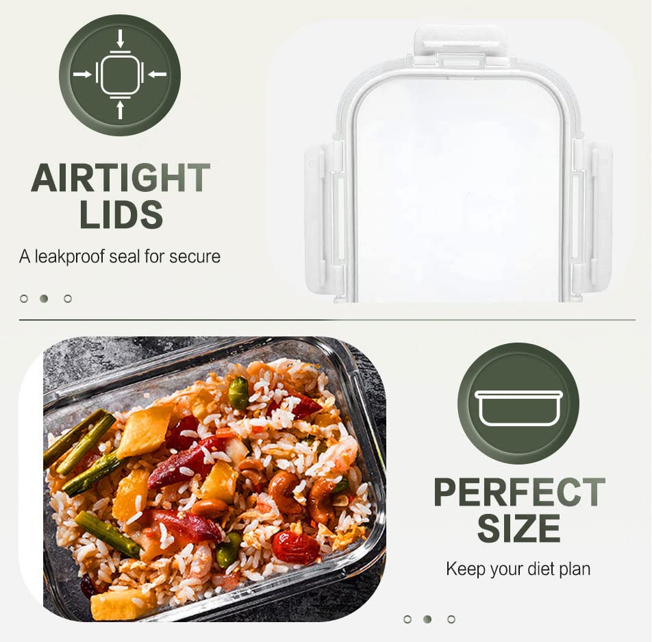 KOMUEE 10 Packs 30 oz Glass Meal Prep Containers,Glass Food Storage Containers with Lids,Airtight Lunch Bento Boxes,Microwave, Oven, Freezer and Dishwasher,White - color: White