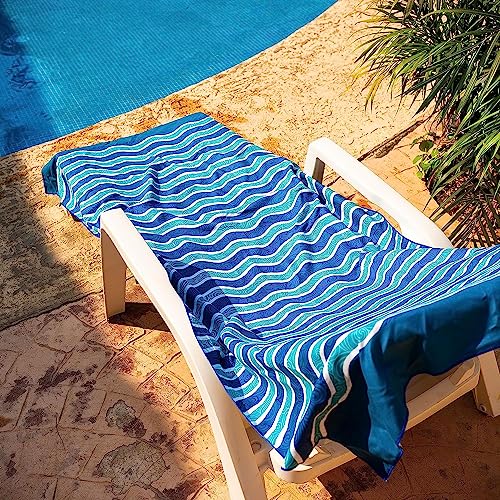 Elite Trend Quick Dry Towel Large 63x31 Inch - Microfiber Beach Towel - Perfect for Beach, Travel, Swimming, Pool, Yoga, Hiking, Camping - Lightweight, Fast Drying, Compact for Adults (Blue Sea) - color: Blue Sea, style: Large 63x31"
