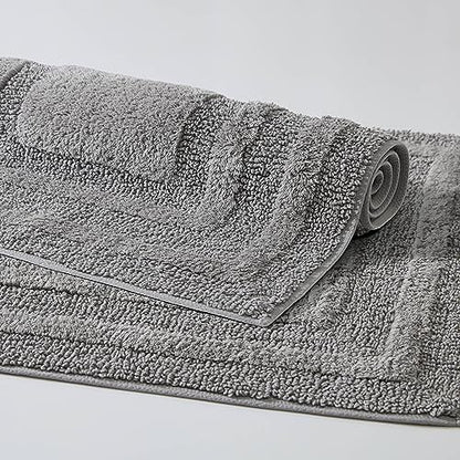 Eddie Bauer - Bathroom Rug, 100% Soft Plush Tufted Cotton Bath Rug, Highly Absorbent, Quick-Dry, and Skid-Resistant Backing (Logan Chrome Grey, 24" x 40") - color: Chrome Grey, style: 24" x 40"