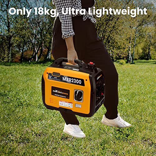 maXpeedingrods 2300W Portable Inverter Generator,40lbs,Gas Powered,Quiet Generator,Backup Power Supply for Outdoor Camping RV Ready,EPA/ISO Compliant - style: MXR2300+Gas+CO Sensor