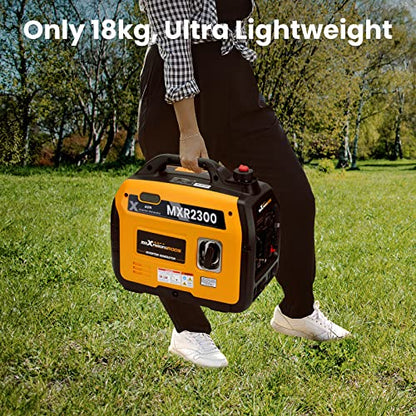 maXpeedingrods 2300W Portable Inverter Generator,40lbs,Gas Powered,Quiet Generator,Backup Power Supply for Outdoor Camping RV Ready,EPA/ISO Compliant - style: MXR2300+Gas+CO Sensor
