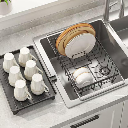 LEMIKKLE Roll Up Dish Drying Rack, Over The Sink Dish Drainer Rack, Foldable Sink Drying Rack, Anti-Slip Silicone Wrapped Dish Drainer for Kitchen Counter - color: Silicone Black
