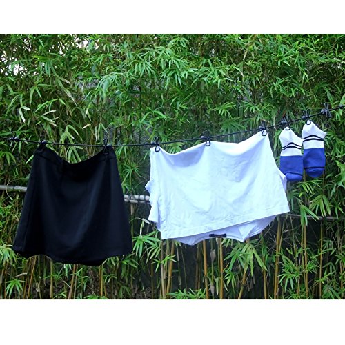 HAWATOUR Clothesline Camping Essentials, Portable Retractable Clothesline with 12pcs Clothespins Outdoor Camping Accessories Travel and RV Essentials, Black