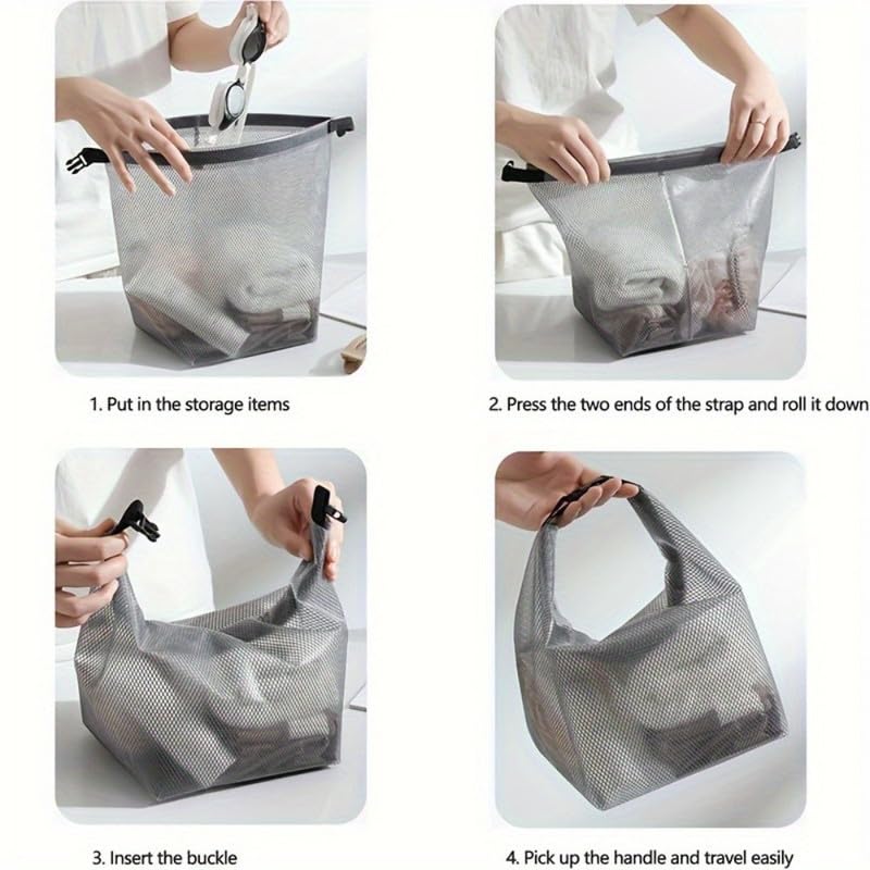 Large Waterproof Travel Storage Bags with Secure Buckle, Moving Bags for Bathroom, Gym, Camping(1 pack-gray)