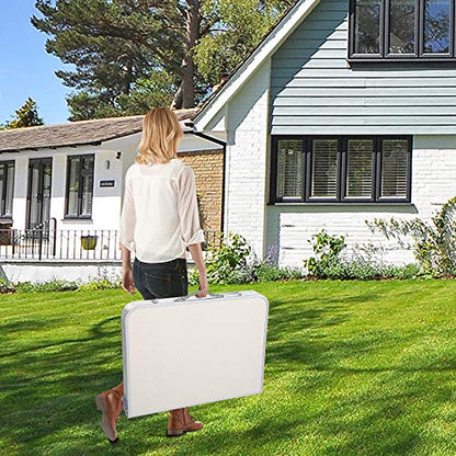 3/4/6 Foot Plastic Folding Table,Adjustable Foldable Table with Carrying Handle,Outdoor Picnic Party Table for Camping,Wedding,Kitchen,Beach,Straight Legs - White (White, 3ft) - size: 3ft
