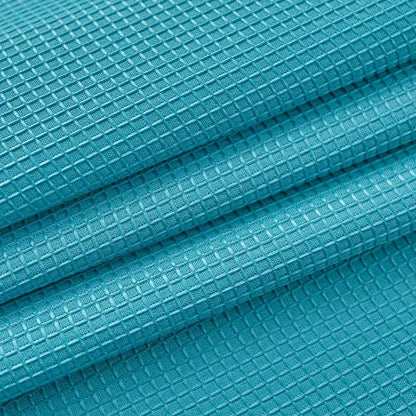 Valea Home Waffle Weave Textured Bathroom Window Curtains Water Repellent Short Curtains Window Covering Half Window Curtains Kitchen Tiers 45 inch Length, Turquoise, Set of 2 - color: Turquoise, size: 36"W x 45"L (Pack of 2)
