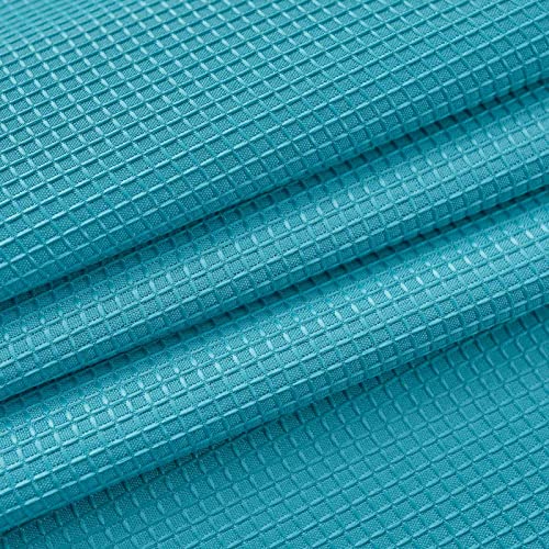 Valea Home Waffle Weave Textured Bathroom Window Curtains Water Repellent Short Curtains Window Covering Half Window Curtains Kitchen Tiers 36 inch Length, Turquoise, Set of 2 - color: Turquoise, size: 36"W x 36"L (Pack of 2)