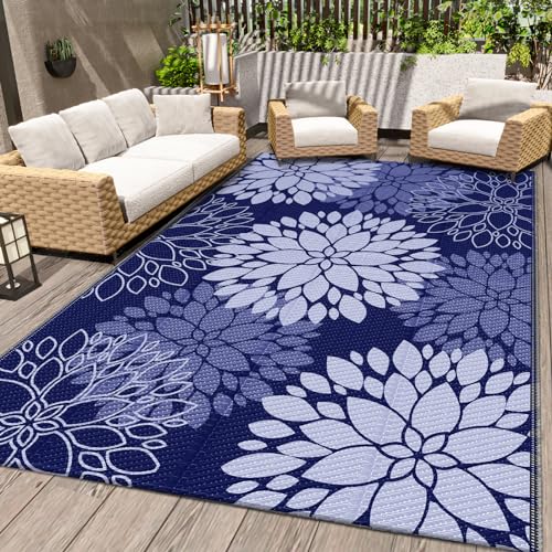 LuxStep Outdoor Rug Waterproof Outdoor Plastic Straw Rug Reversible Patio Rug Mat Outdoor Decor Large Area Mats for RV, Picnic, Backyard, Deck, Balcony, Porch, Beach, Camping, 4'x 6',Blue - color: Blue, size: 4' x 6' (Rectangular)