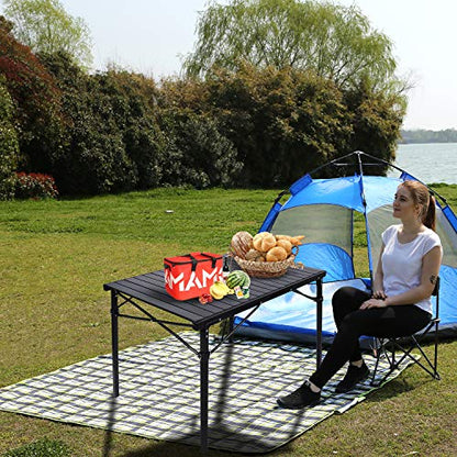 REDCAMP Roll Up Camping Tables that Fold Up, Lightweight Portable Compact Metal Camp Table for Grill Outdoor Picnic, Black Long - size: 42"Lx27.5"Wx27.5"H