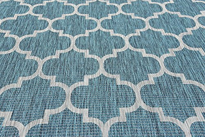 Unique Loom Outdoor Trellis Collection Area Rug (8' x 11' 4" Rectangle, Teal/ Gray) - color: Teal/Gray, size: 8' x 11'4" (Rectangular)